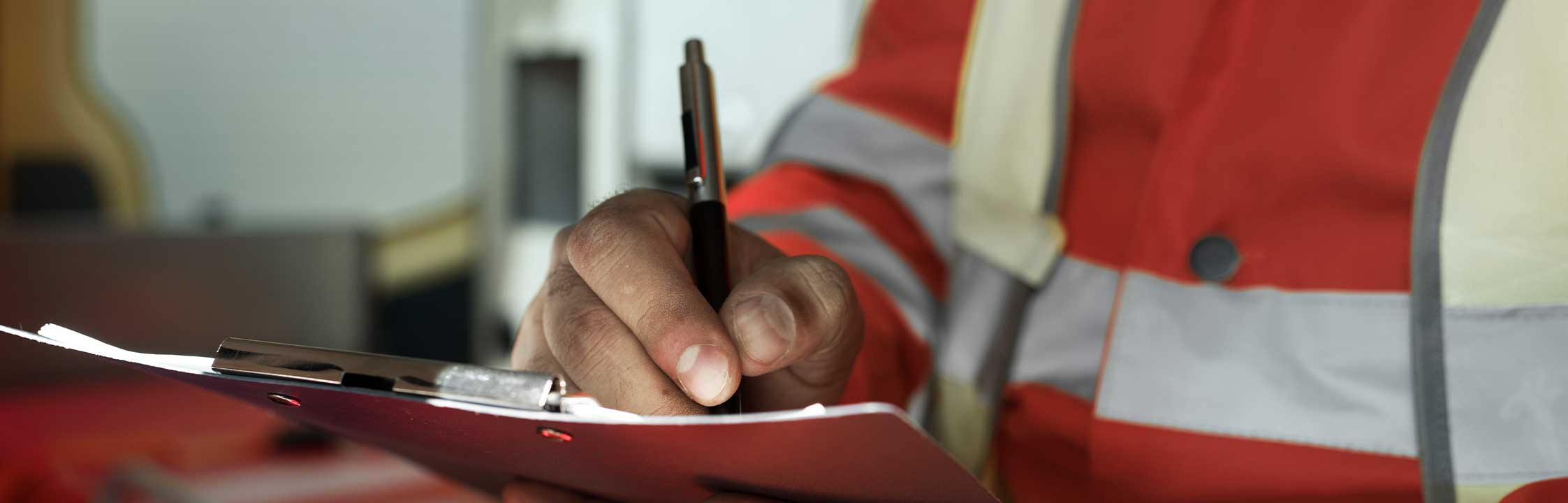 Safety executive assessing safe escape route